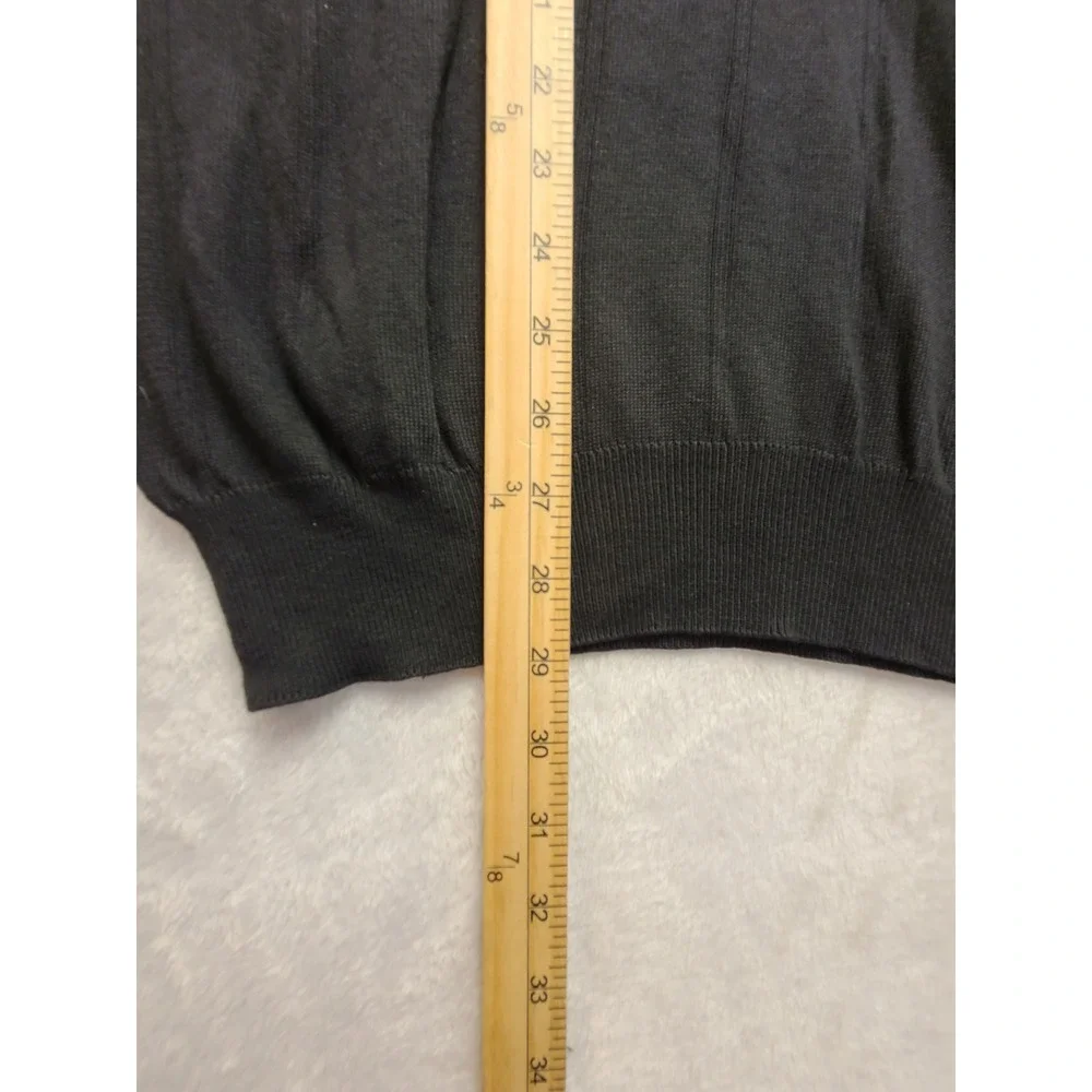 Fiii Men's Large Black Cotton Modal Knit Long Sleeve Polo Sweater‎ Made in Italy